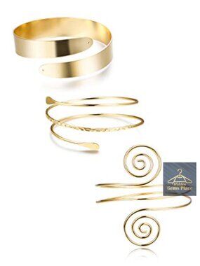 Adjustable Gold Cuff Armband Set 3-4pcs Upper Arm Bracelets